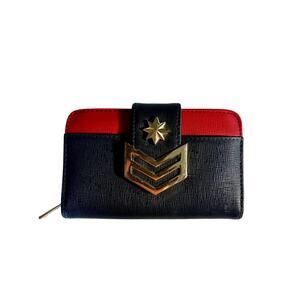 Bioworld Captain Marvel Wallet Red Blue Gold Star Zip Bifold Marvel Licensed